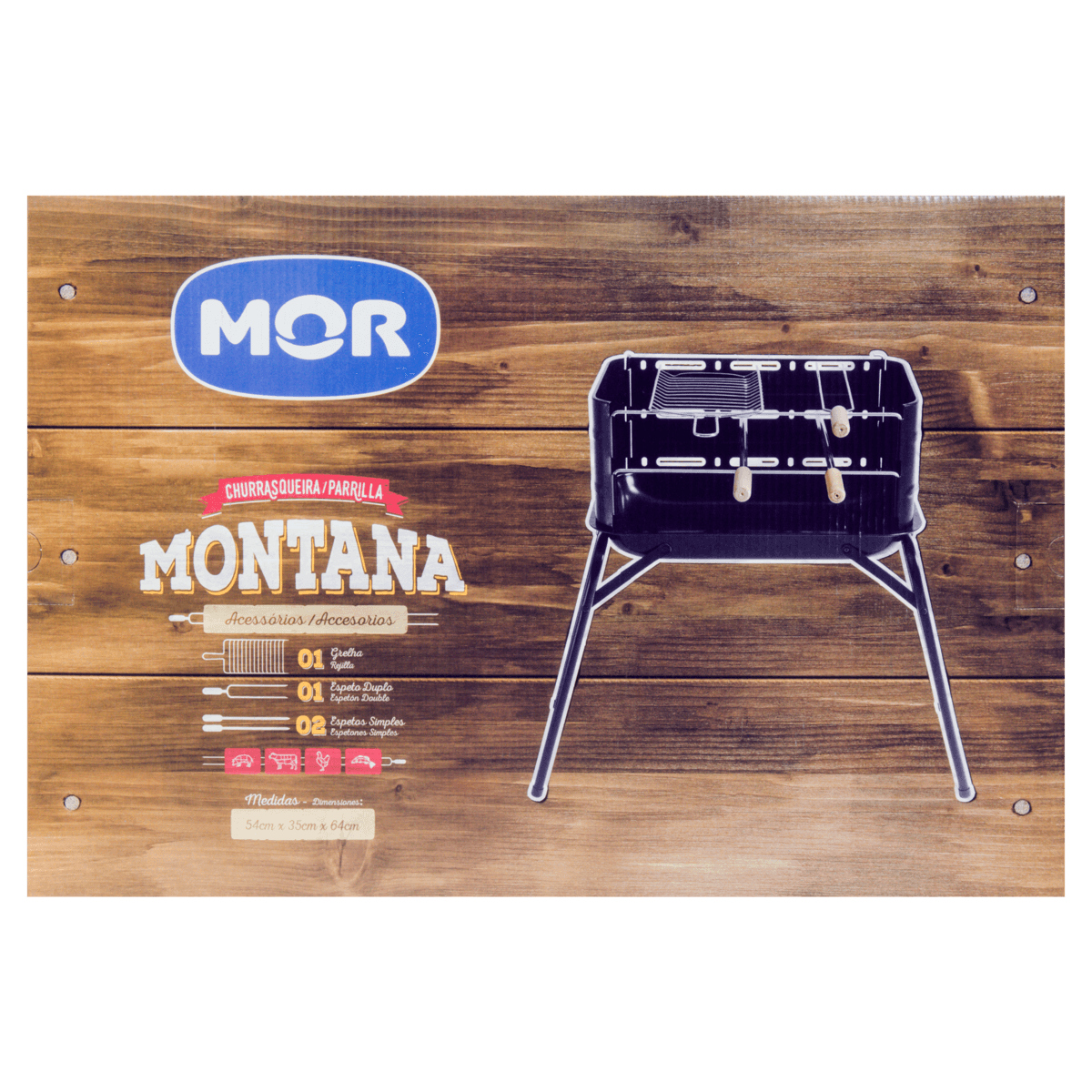 CHURRASQUEIRA A CARVÃO PRETA MONTANA MOR 54CM X 35CM X 64CM