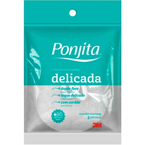 ESPONJA PARA BANHO DUPLA FACE COM CORDÃO DELICADA PONJITA