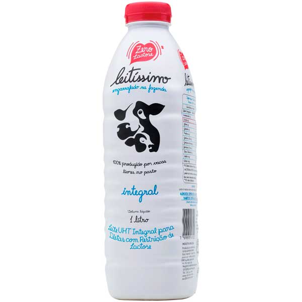 LEITE UHT INTEGRAL ZERO LACTOSE LEITÍSSIMO GARRAFA 1L