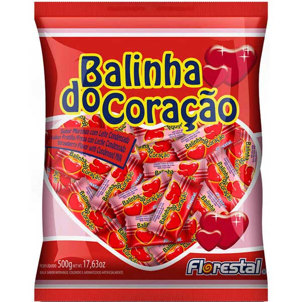 BALA FLORES 500G CORACAO MORANGO
