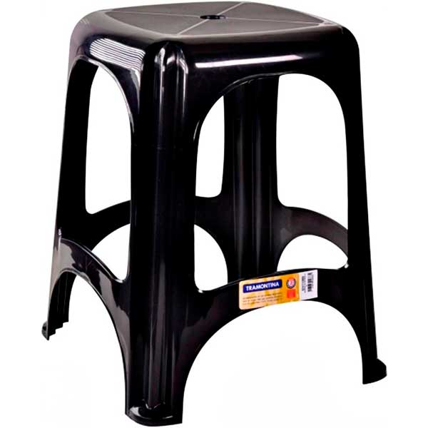 BANQUETA PRETA PLÁSTICO 100KG TRAMONTINA NITERÓI BASIC