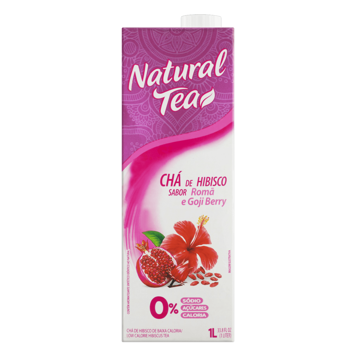CHÁ HIBISCO, ROMÃ E GOJI BERRY ZERO AÇÚCAR NATURAL TEA CAIXA 1L