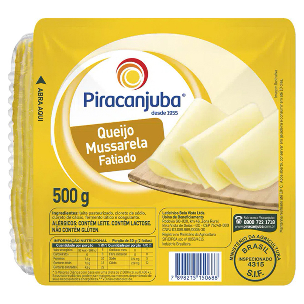 QUEIJO MUSSARELA FAT PIRACANJUBA 500G