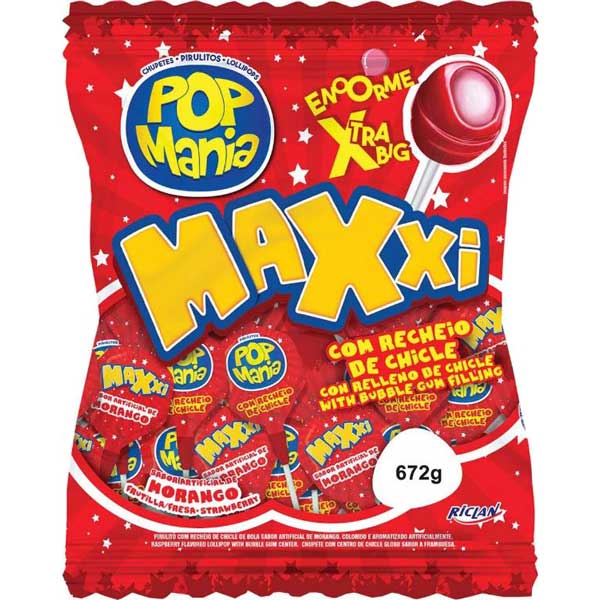 PIRULITO POP MANIA MAXXI MORANGO 672G