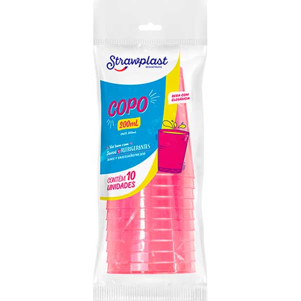 COPO DESC STRAWPLAST CRISTAL 200ML 10UN