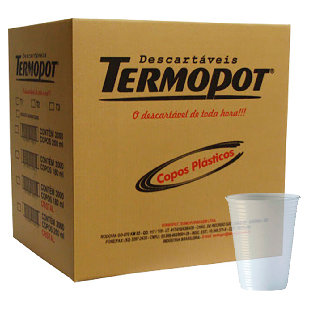 COPO DESCART TERMOPOT TRANSP 200MLX100UN