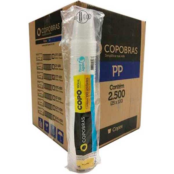 COPO DESCART COPOBRAS BCO PP 180MLX100UN