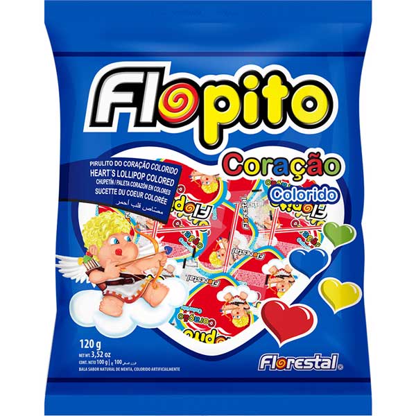 PIRULITO FLORES 500G CORACAO COLORIDO