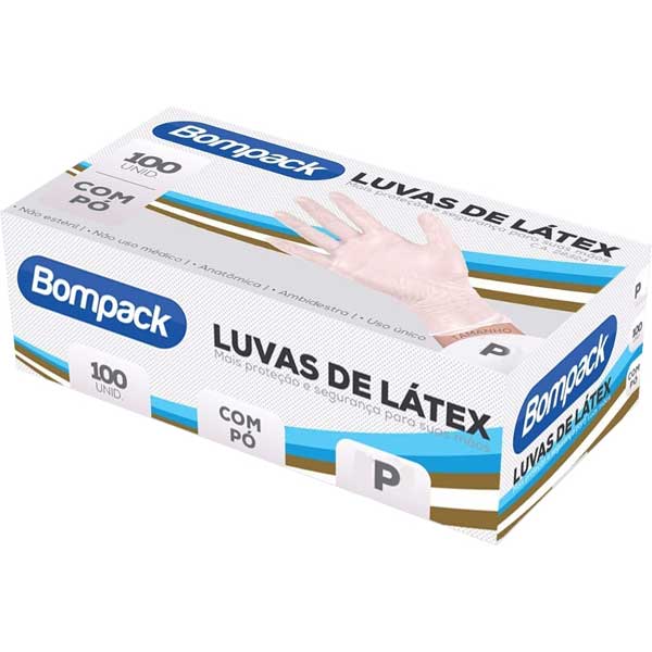 LUVA BOMPACK LATEX IND   P  COM PO 100UN