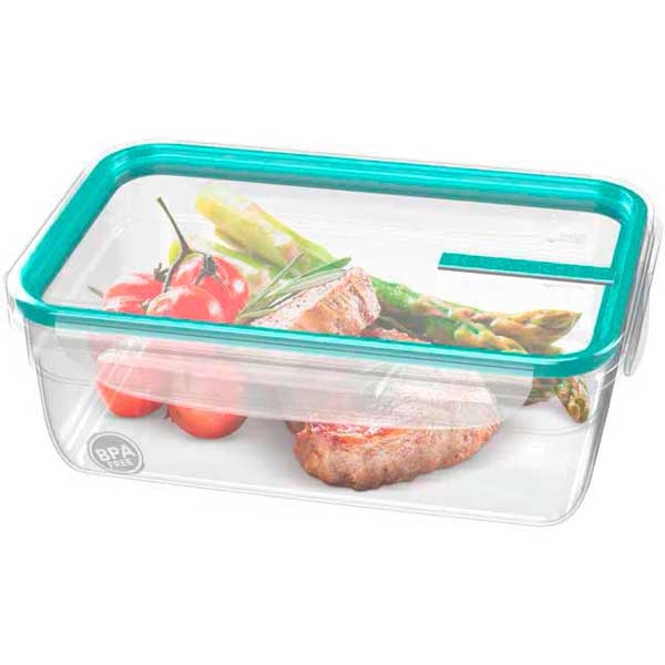 POTE HERMÉTICO PLÁSTICO COM TRAVA RETANGULAR MODULAR 1,24L SANREMO FRESHY