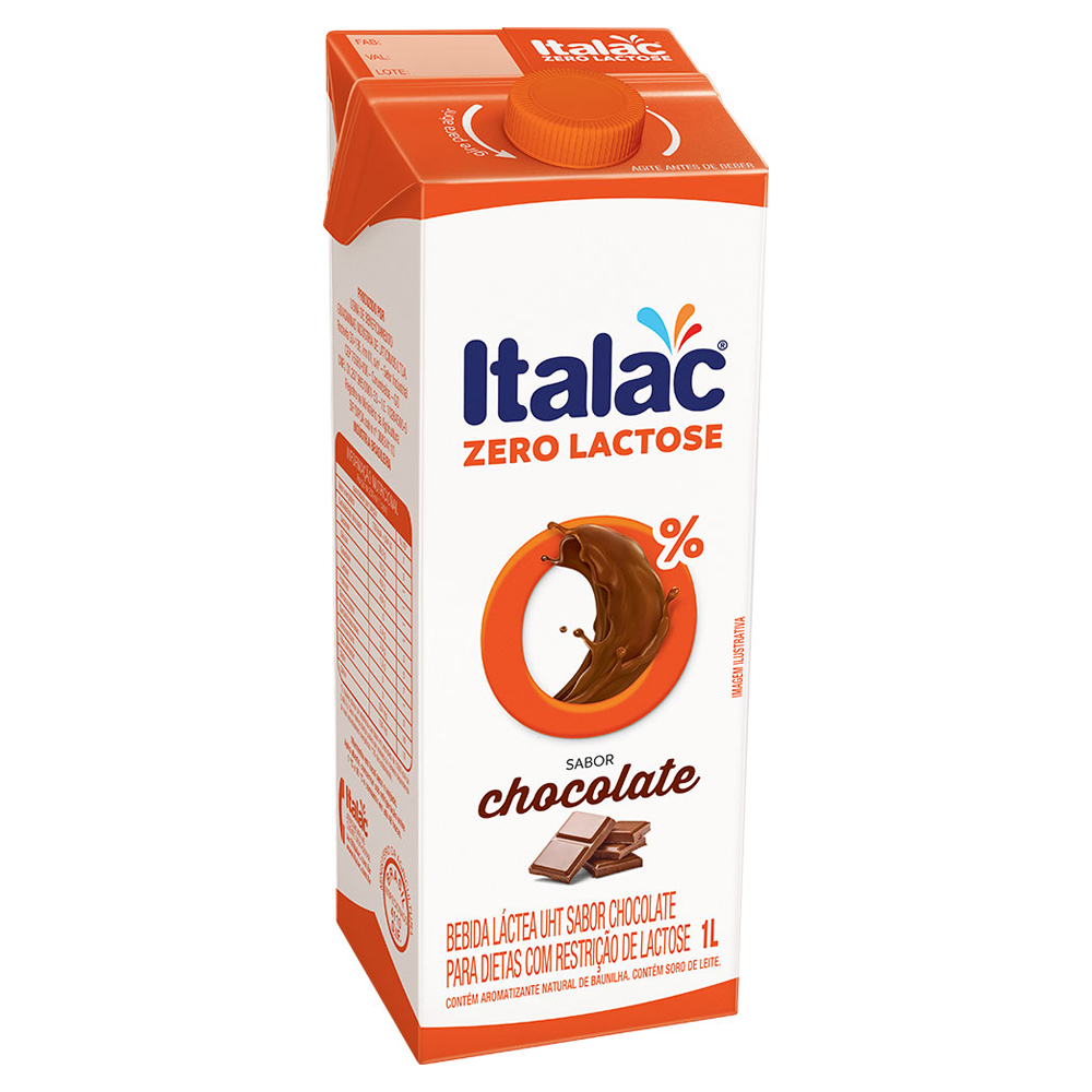 BEBIDA LÁCTEA UHT CHOCOLATE ZERO LACTOSE ITALAC CAIXA 1L