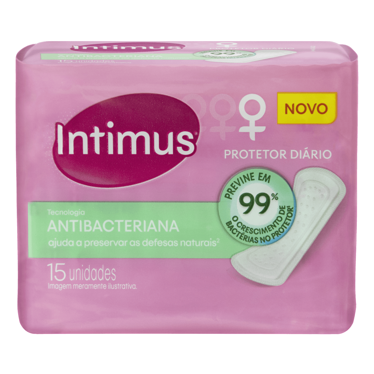 PROTETOR DIÁRIO SEM ABAS ANTIBACTERIANO INTIMUS PACOTE 15 UNIDADES