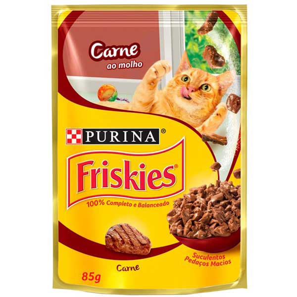RACAO P/GATO FRISKIES CARNE AO MOLH 85G