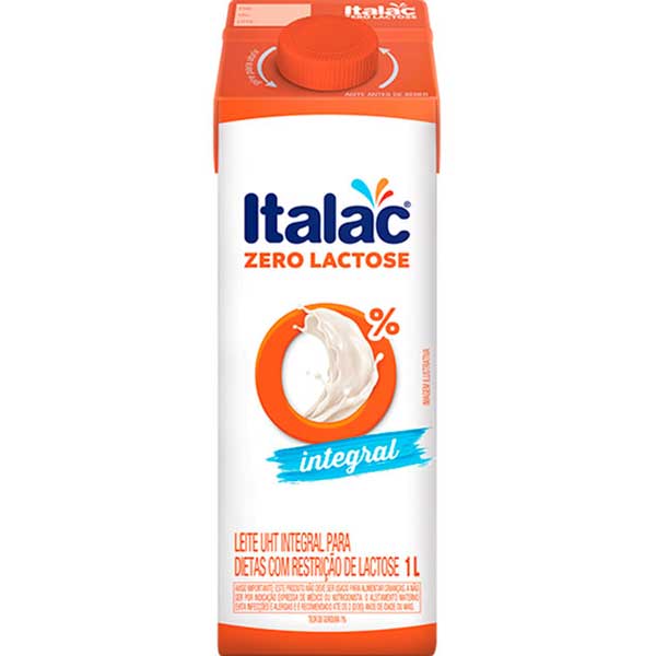 LEITE UHT INTEGRAL ZERO LACTOSE ITALAC CAIXA COM TAMPA 1L