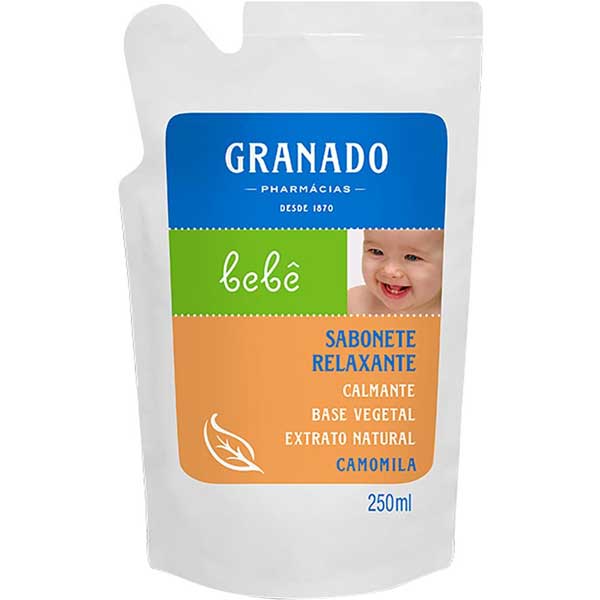 SABONETE LÍQUIDO CAMOMILA GRANADO BEBÊ SACHÊ 250ML REFIL