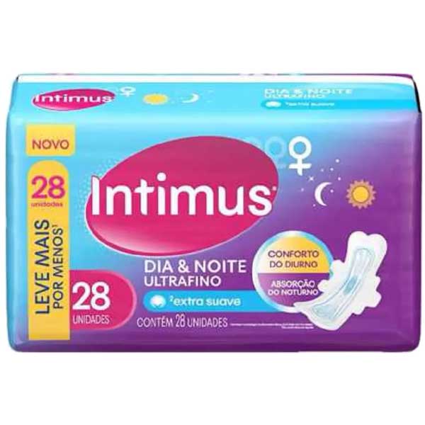 ABSORVENTE COM ABAS DIA & NOITE ULTRAFINO EXTRA SUAVE INTIMUS PACOTE 28 UNIDADES LEVE + PAGUE -