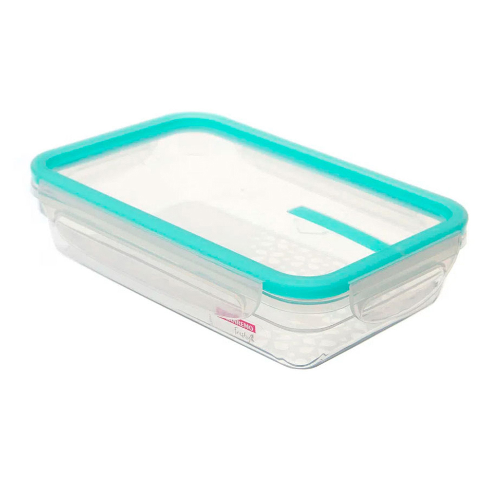 POTE HERMÉTICO PLÁSTICO COM TRAVA RETANGULAR MODULAR 820ML SANREMO FRESHY