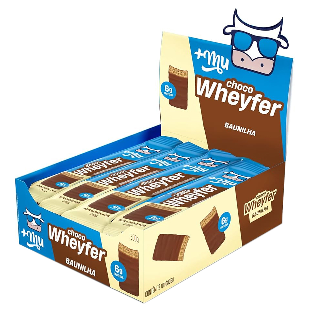 WAFER BAUNILHA COBERTURA CHOCOLATE +MU CHOCOWHEYFER PACOTE 25G