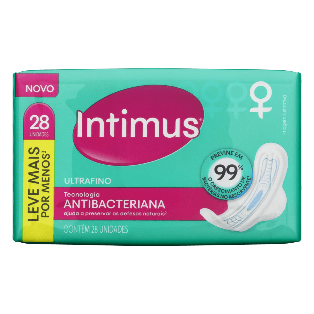 ABSORVENTE COM ABAS ANTIBACTERIANO ULTRAFINO INTIMUS PACOTE 28 UNIDADES LEVE MAIS PAGUE MENOS