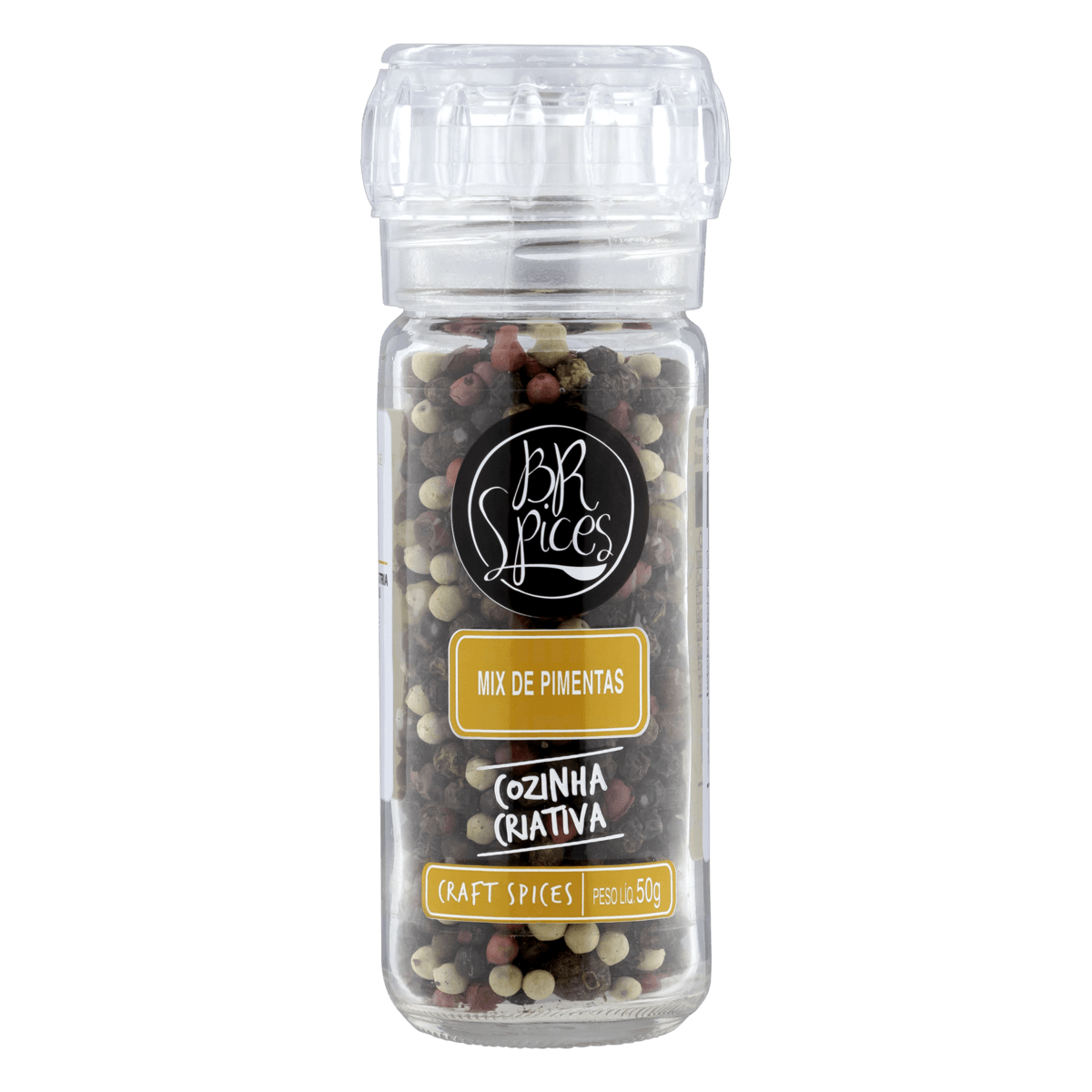 MIX DE PIMENTA EM GRÃOS COM MOEDOR BR SPICES GOURMET VIDRO 50G