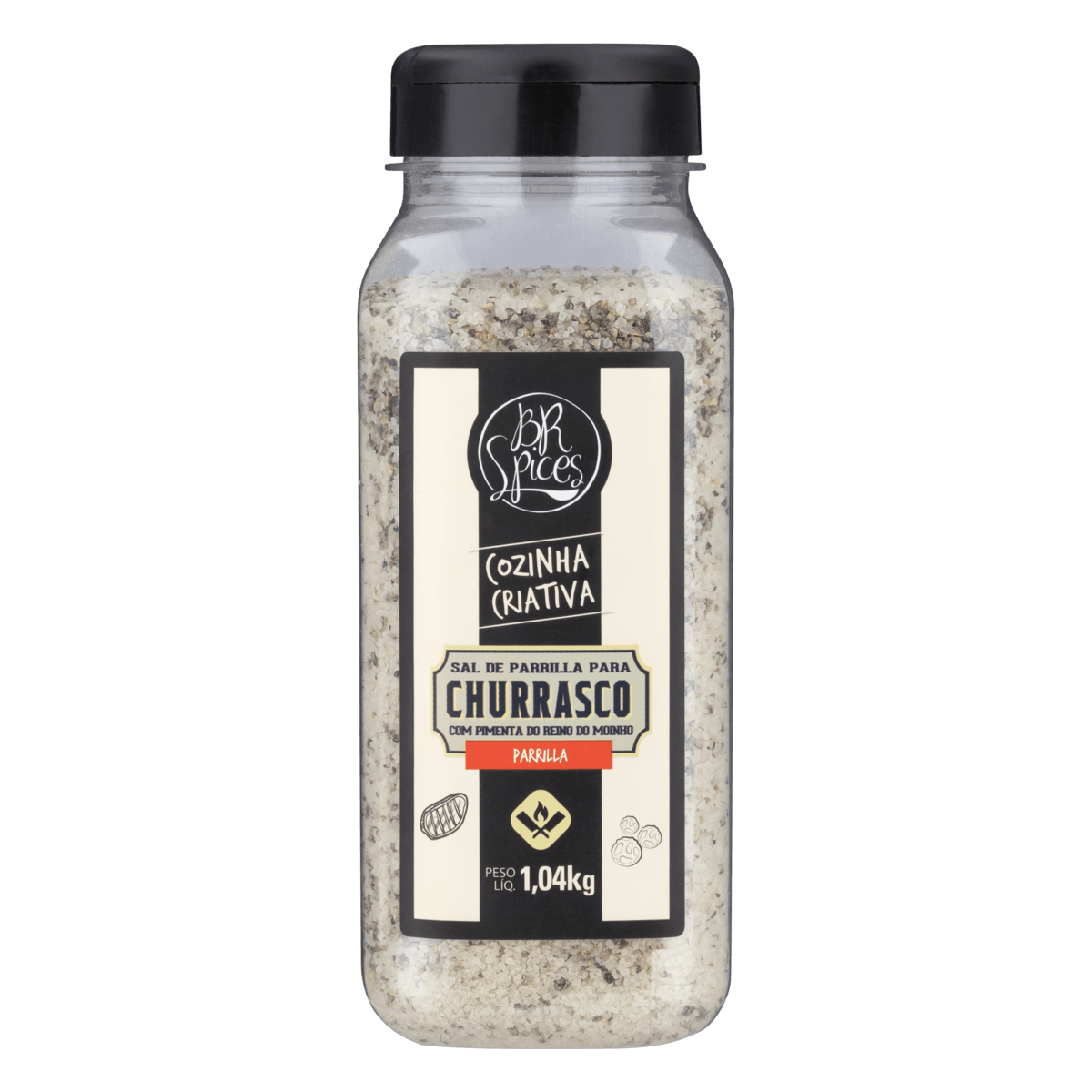 SAL DE PARRILLA COM PIMENTA-DO-REINO PARA CHURRASCO BR SPICES FRASCO 1,04KG