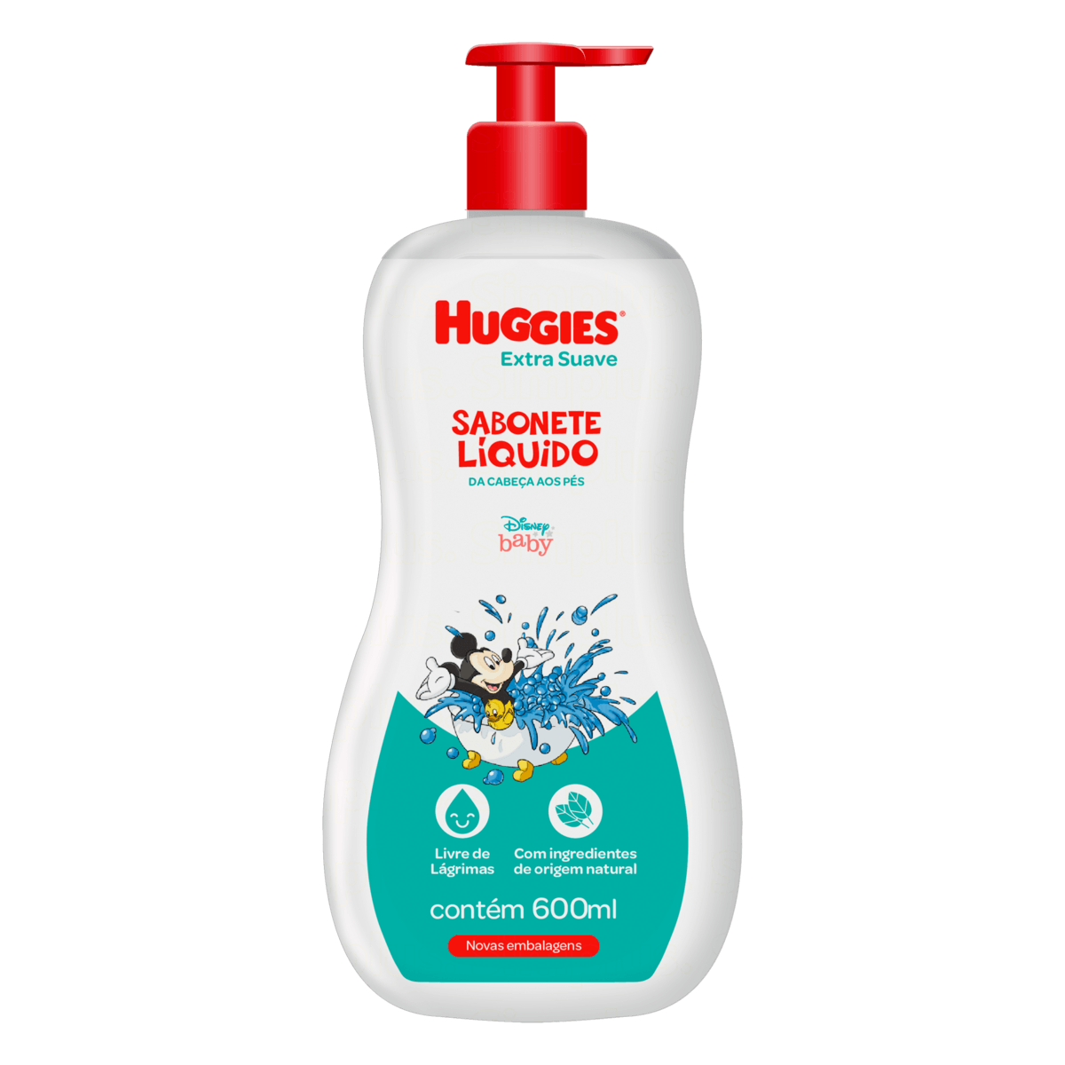 SABONETE LÍQUIDO DA CABEÇA AOS PÉS EXTRA SUAVE DISNEY BABY HUGGIES FRASCO 600ML