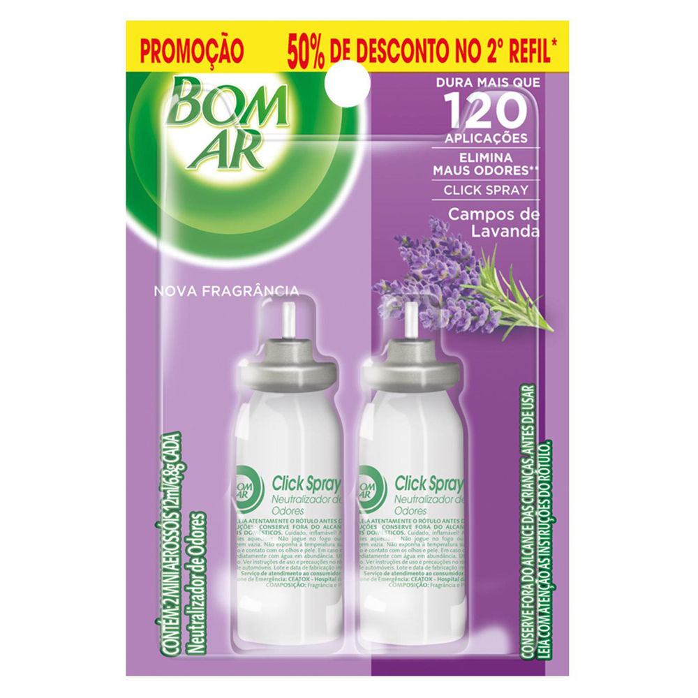 BOM AR CLICK SPRAY RF 2UN 12ML LAV PROMO