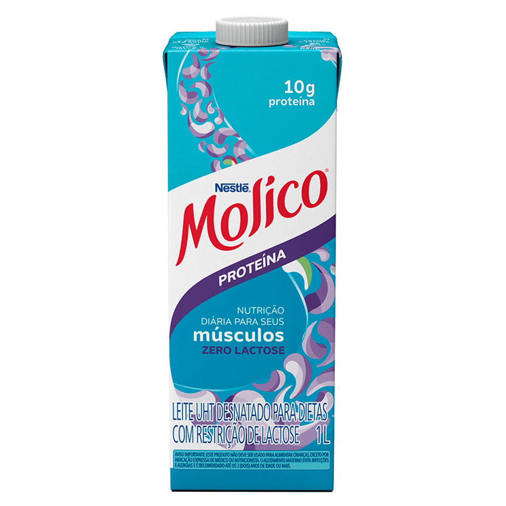 LEITE UHT DESNATADO ZERO LACTOSE MOLICO PROTEÍNA CAIXA COM TAMPA 1L