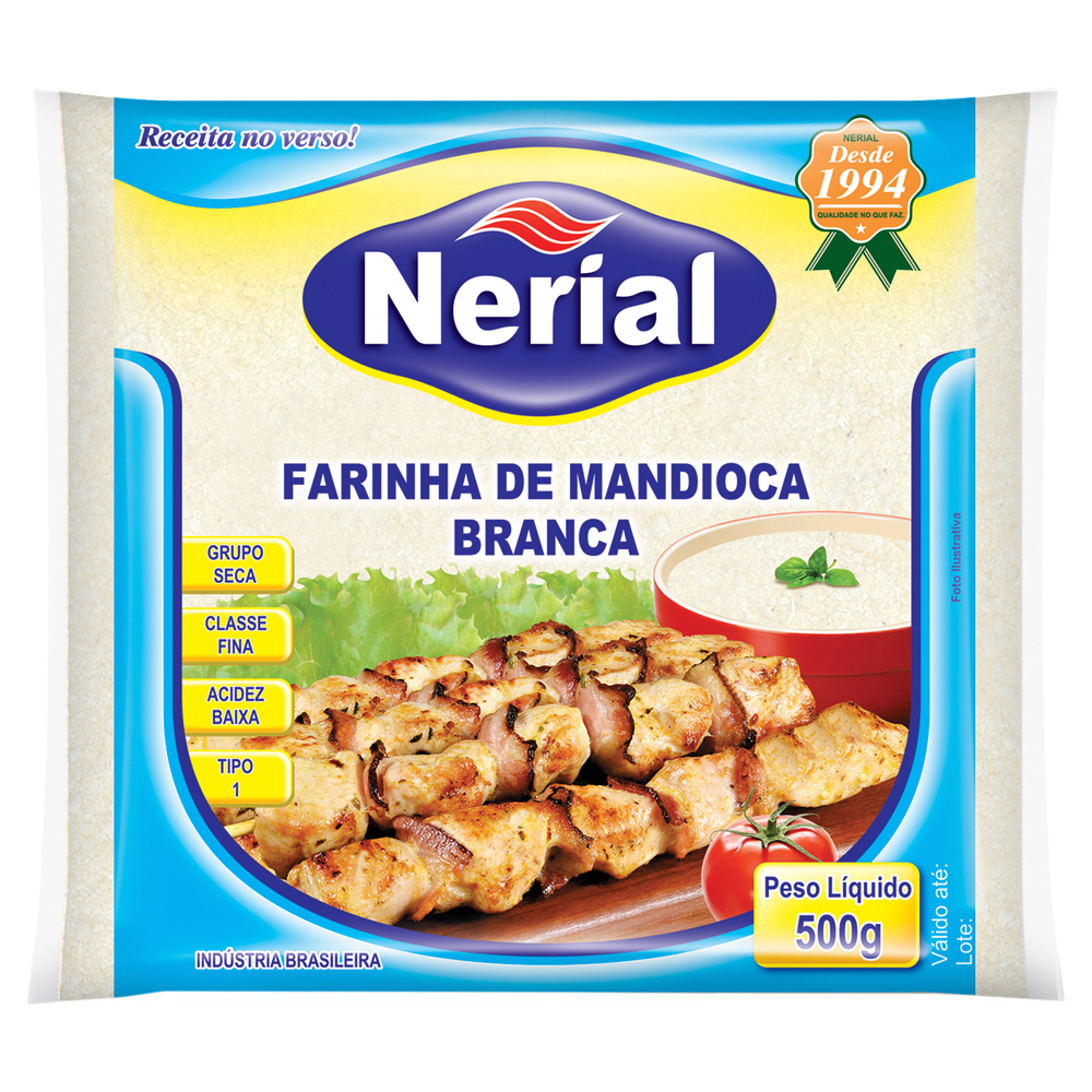 FARINHA MANDIOCA NERIAL BRANCA 500GR
