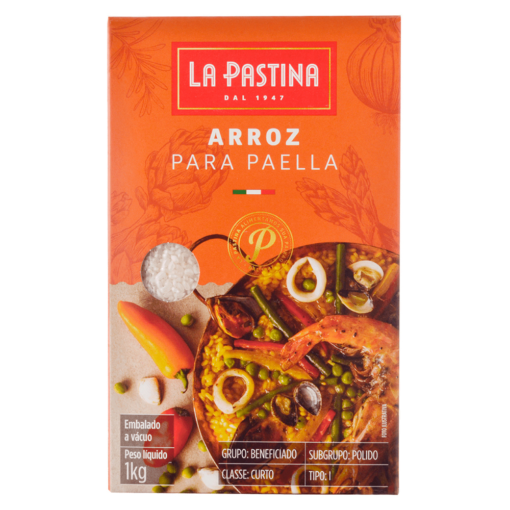 ARROZ PARA PAELLA TIPO 1 LA PASTINA CAIXA 1KG