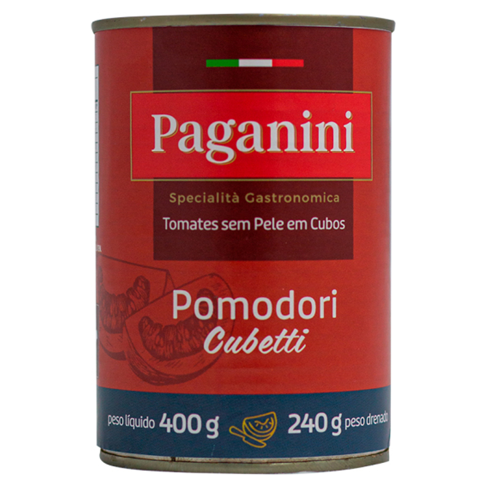 TOMATE PELADO CUBOS PAGANINI LATA 400G