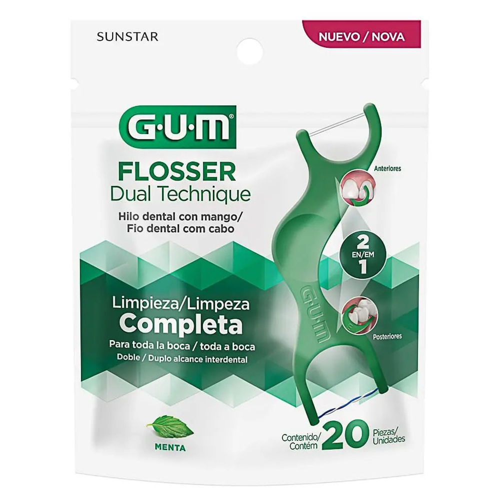 FIO DENTAL COM CABO DUAL TECHNIQUE MENTA GUM 20 UNIDADES