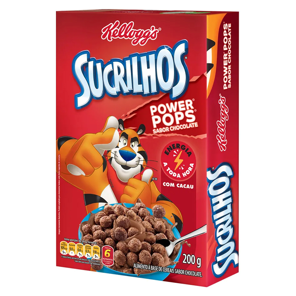 CEREAL MATINAL CHOCOLATE KELLOGGS SUCRILHOS POWER POPS CAIXA 200G