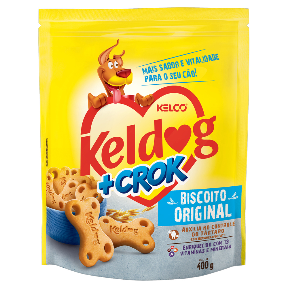 BISCOITO PARA CÃES ADULTOS ORIGINAL KELDOG +CROK POUCH 400G