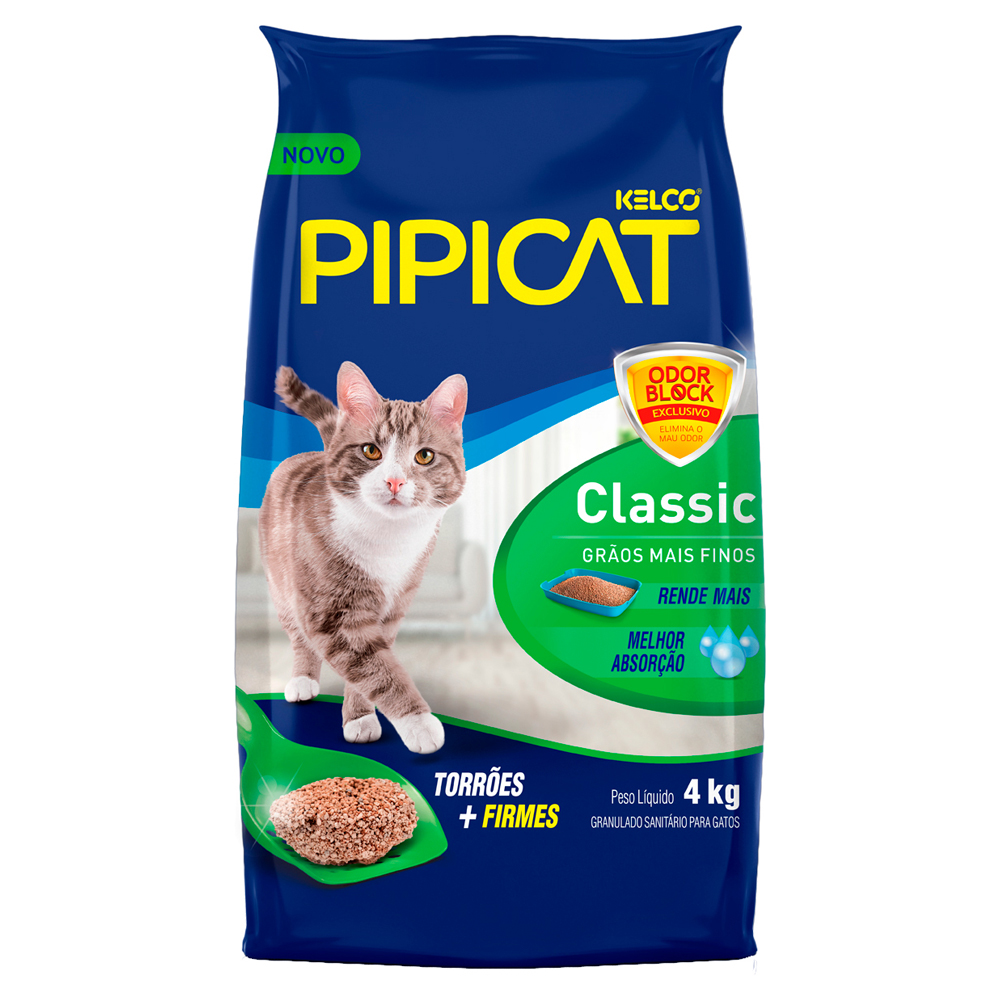 GRANULADO SANITÁRIO PARA GATOS CLASSIC PIPICAT PACOTE 4KG