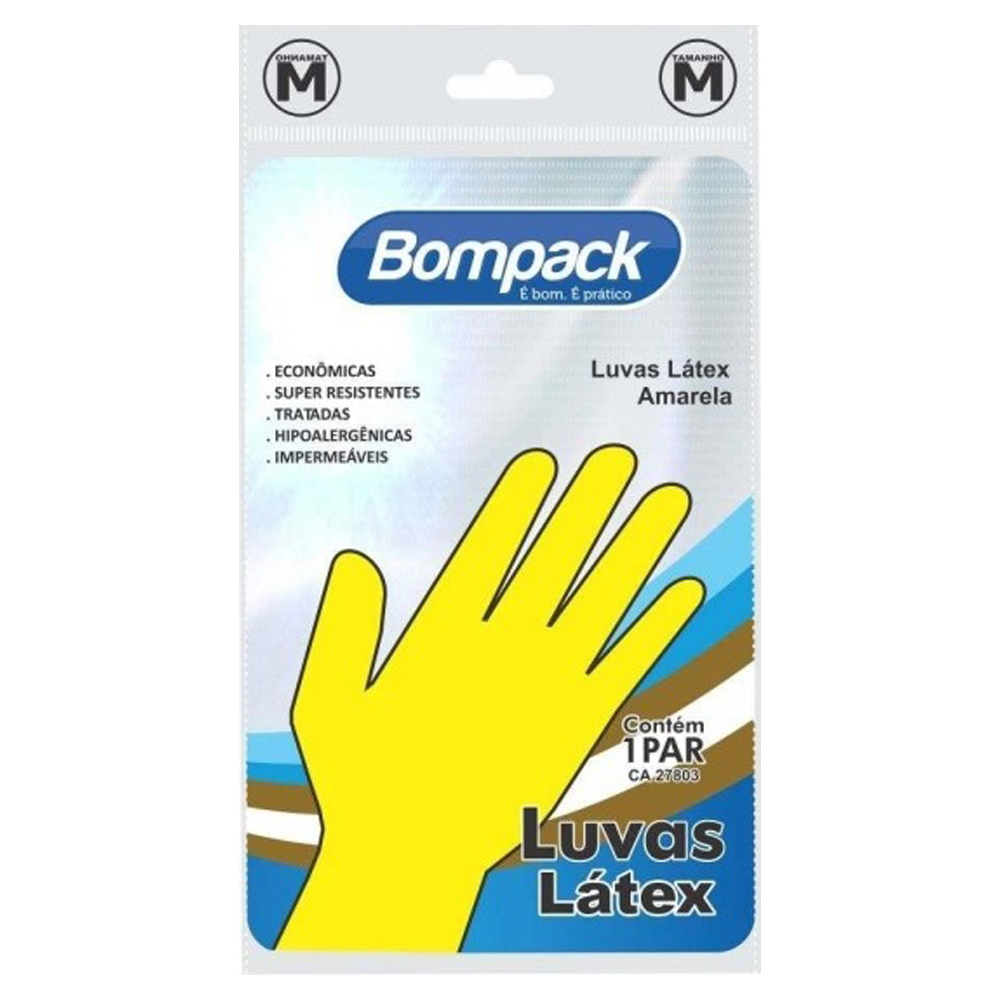 LUVA BOMPACK LATEX AMARELA M UN