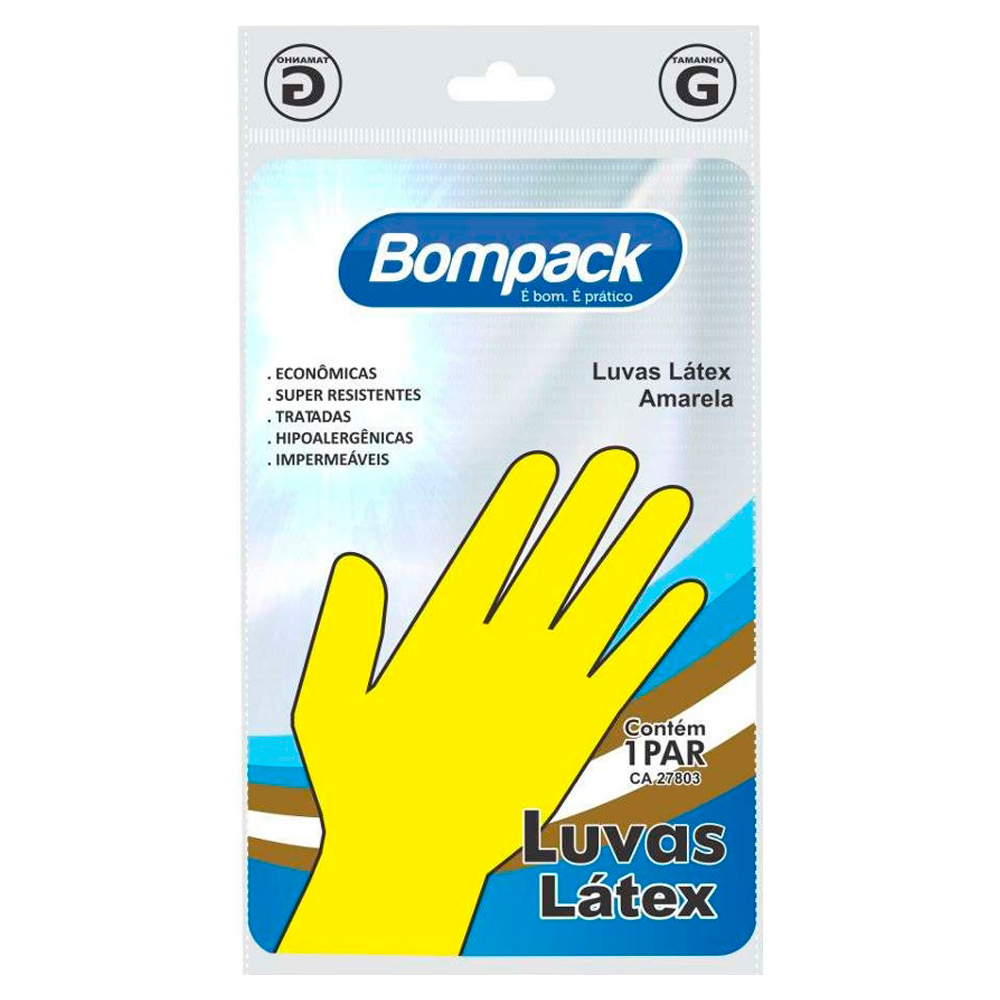 LUVA BOMPACK LATEX AMARELA G UN  