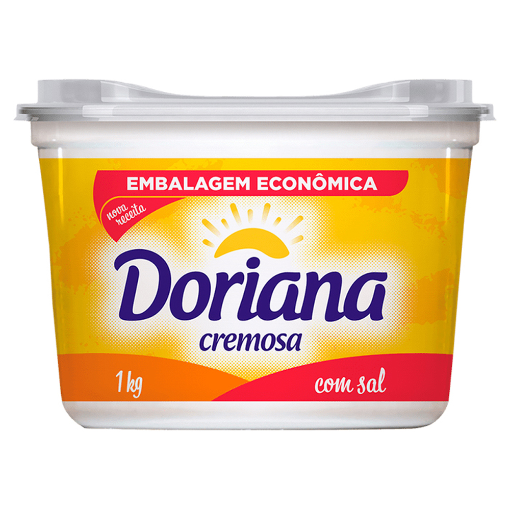 MARGARINA CREMOSA COM SAL DORIANA POTE 1KG EMBALAGEM ECONÔMICA