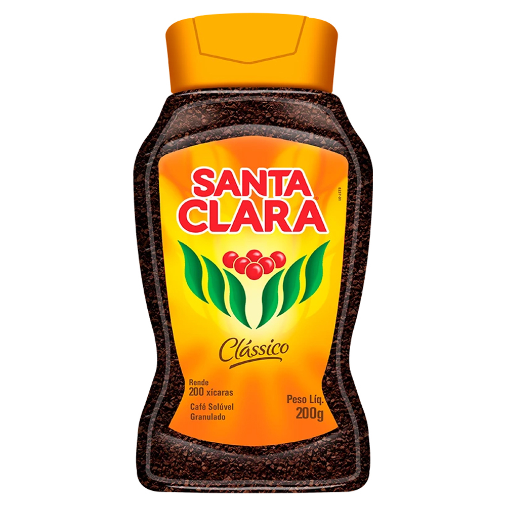 CAFÉ SOLÚVEL GRANULADO CLÁSSICO SANTA CLARA VIDRO 200G
