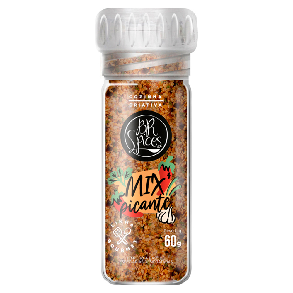 MIX DE ESPECIARIAS PICANTE COM MOEDOR BR SPICES GOURMET VIDRO 60G