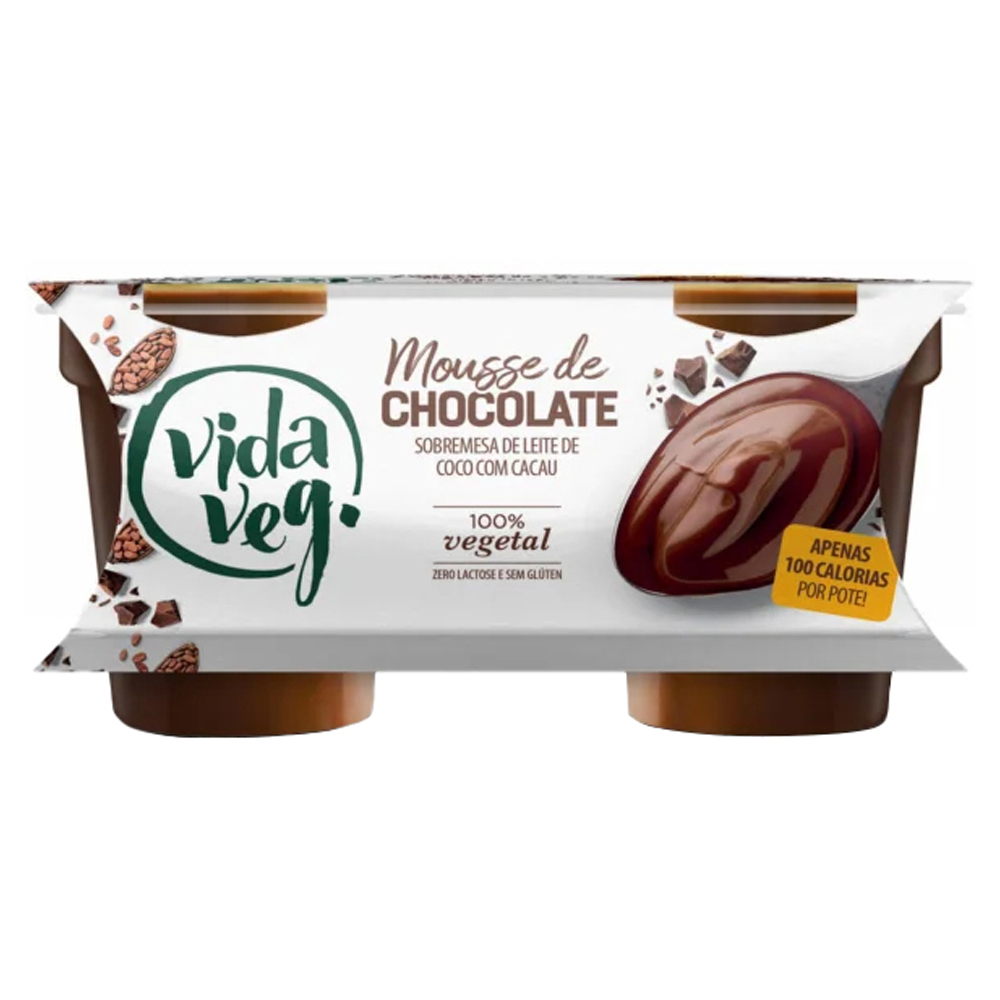 MOUSSE CHOCOLATE SEM GLÚTEN ZERO LACTOSE VIDA VEG COPO 200G 2 UNIDADES