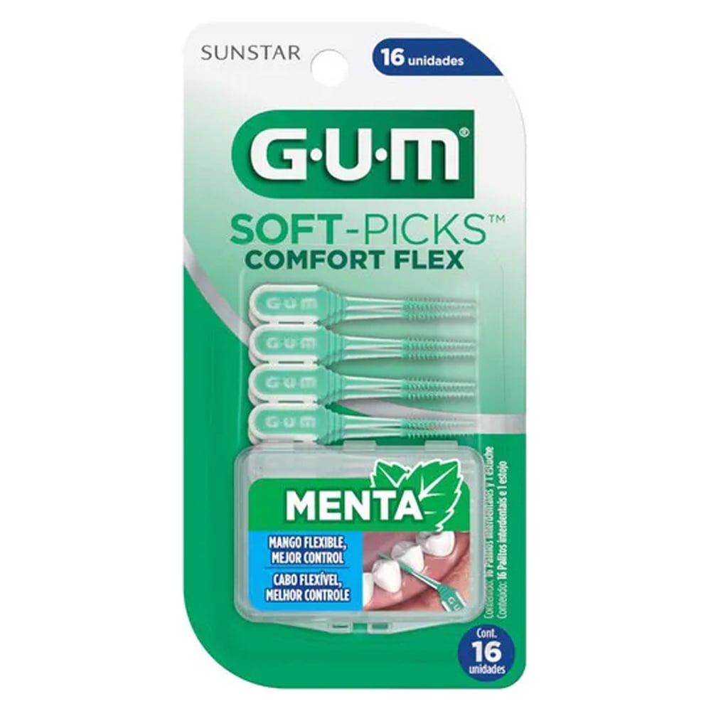 GUM SOFT PICKS CONFORT MENTA C/16