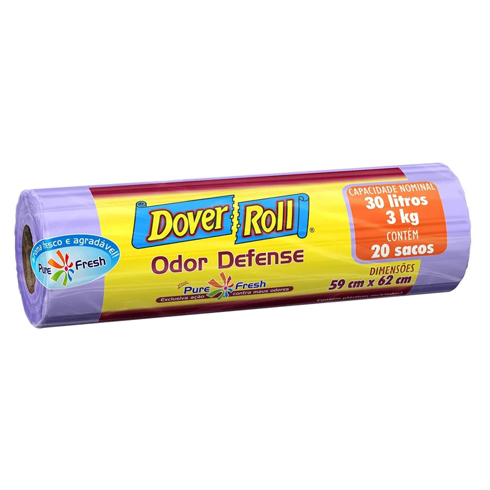 SACO PARA LIXO PURE FRESH 30L DOVER ROLL ODOR DEFENSE 20 UNIDADES