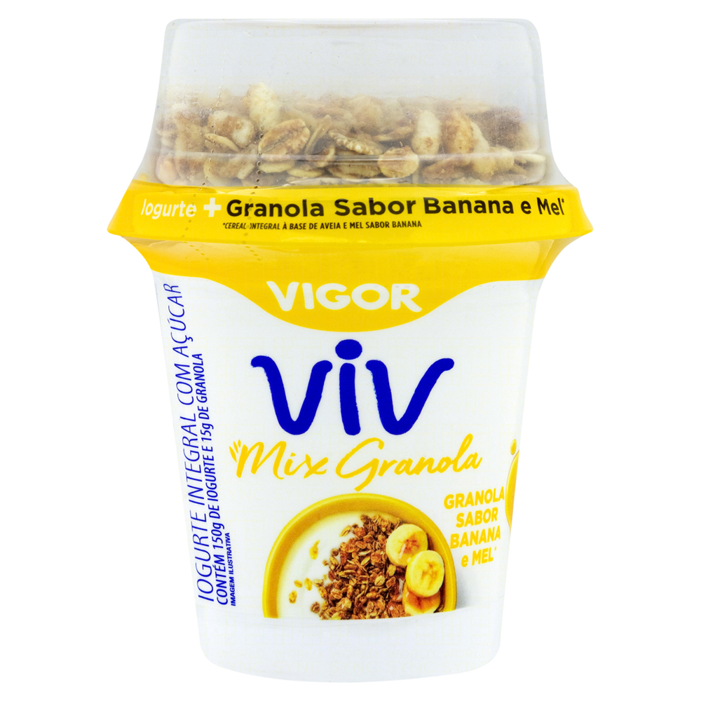 IOGURTE INTEGRAL COM GRANOLA DE BANANA E MEL VIGOR VIV 140G
