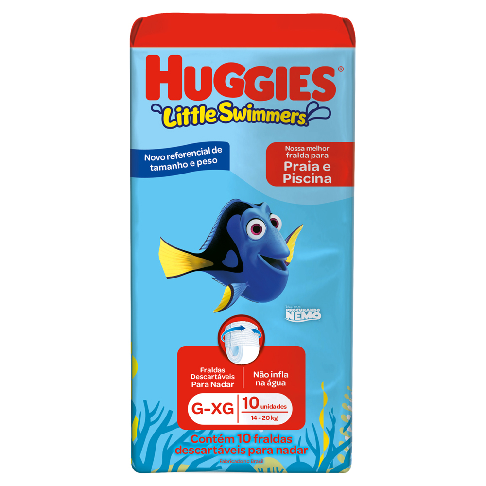 FRALDA DESCARTÁVEL INFANTIL PRAIA & PISCINA HUGGIES LITTLE SWIMMERS G-XG PACOTE 10 UNIDADES