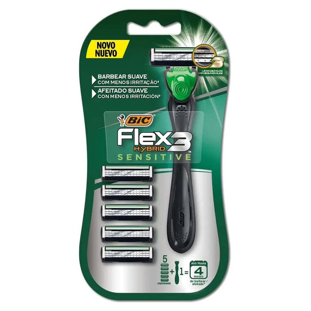 AP DE BARB BIC FLEX3 HYBRID C/5 CAR SENS