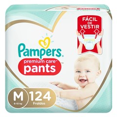 FRALDA PAMPERS PANTS PREM CARE M 124UN