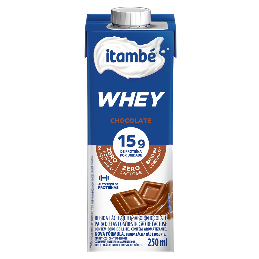BEBIDA LÁCTEA UHT CHOCOLATE ZERO LACTOSE ITAMBÉ WHEY CAIXA 250ML