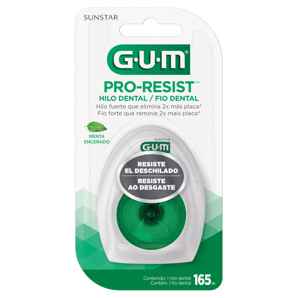 FIO DENTAL ENCERADO MENTA GUM PRO-RESIST 165M