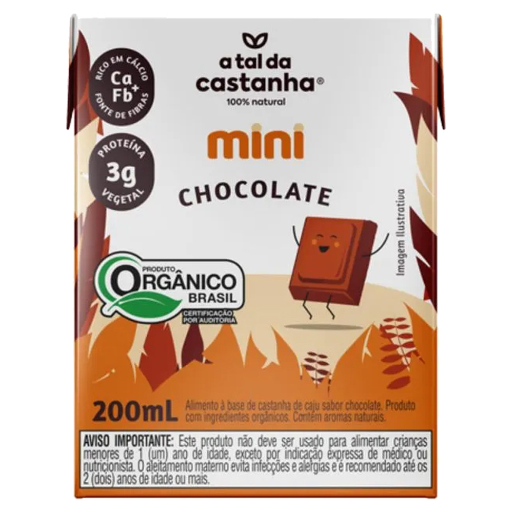 BEBIDA À BASE DE CASTANHA-DE-CAJU ORGÂNICA CHOCOLATE A TAL DA CASTANHA MINI CAIXA 200ML